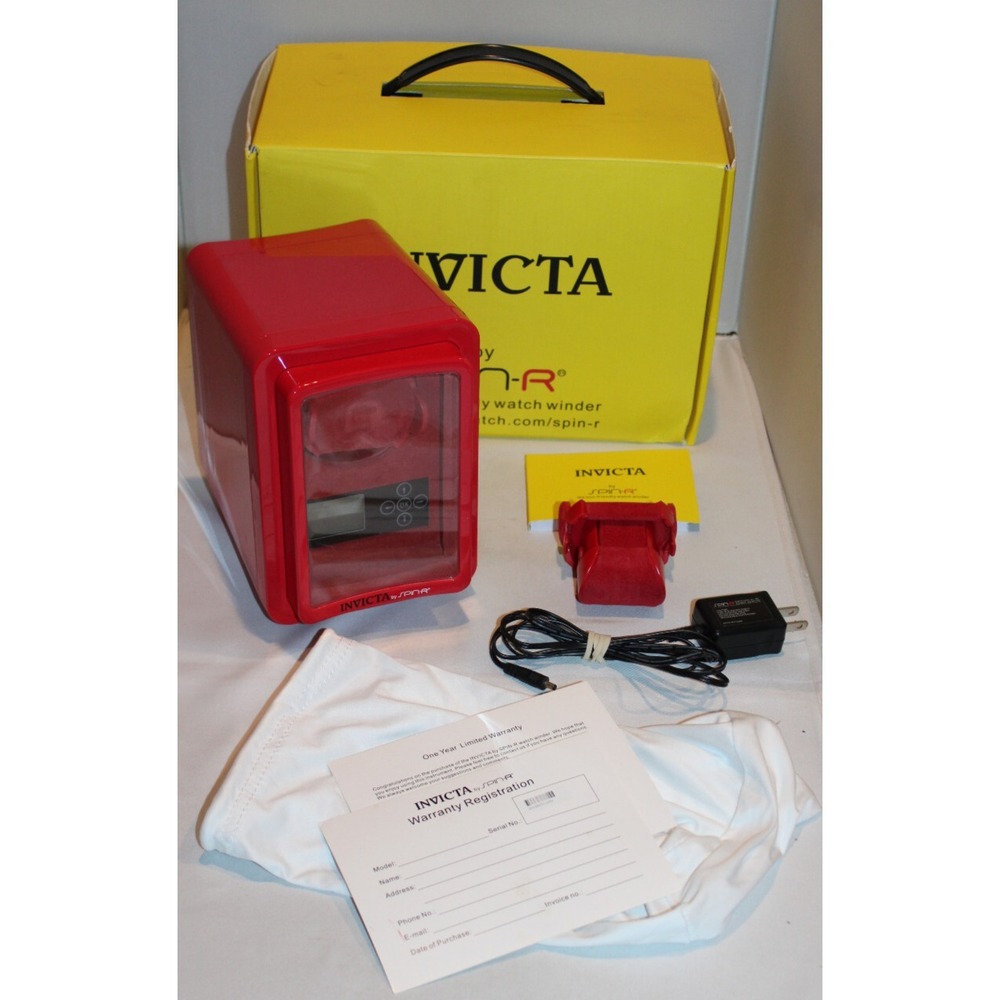 Invicta by Spin-R red single watch winder #10384 with box & accessories Works
